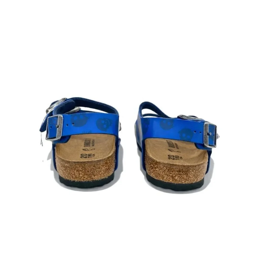 Birkenstock Milano Kids Sandals Size 28 EU 10-10.5 Royal Blue Skull Buckle